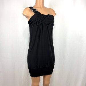 XOXO Black Mini Dress One Strap Tunic USA Sexy Y2K 90s 2000s Vintage Whimsical